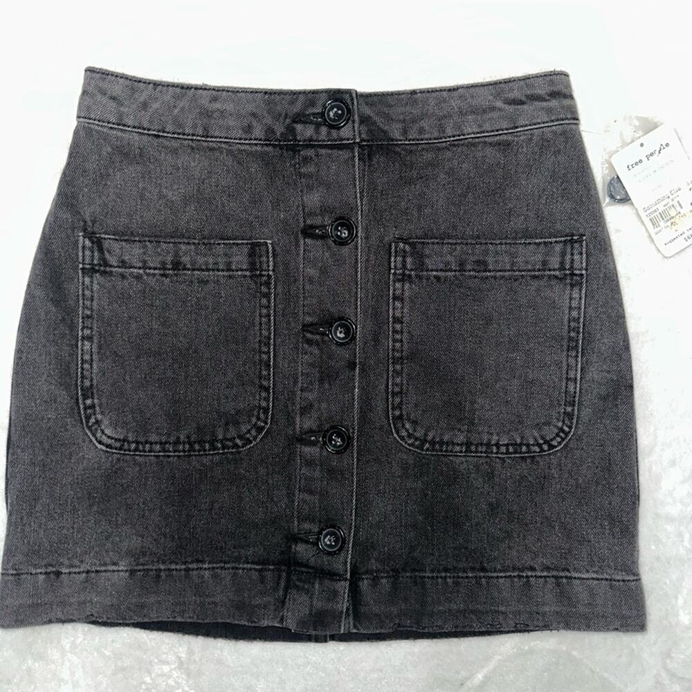 Free People Dark Gray Button-Front Midi Skirt we are the people NWT size 25 - Picture 7 of 15